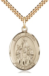 [7136GF/24G] 14kt Gold Filled Saint Sophia Pendant on a 24 inch Gold Plate Heavy Curb chain