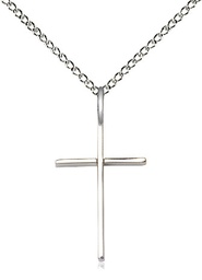 [0014MSS/18SS] Sterling Silver Cross Pendant on a 18 inch Sterling Silver Light Curb chain