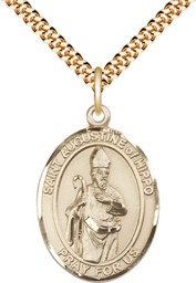 [7202GF/24G] 14kt Gold Filled Saint Augustine of Hippo Pendant on a 24 inch Gold Plate Heavy Curb chain
