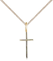 [0014SGF/18GF] 14kt Gold Filled Cross Pendant on a 18 inch Gold Filled Light Curb chain