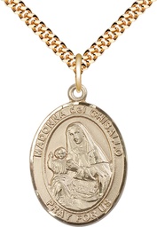 [7203GF/24G] 14kt Gold Filled Saint Madonna Del Ghisallo Pendant on a 24 inch Gold Plate Heavy Curb chain