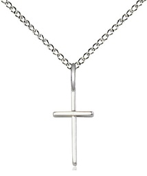 [0014SSS/18SS] Sterling Silver Cross Pendant on a 18 inch Sterling Silver Light Curb chain