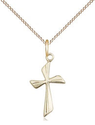 [0016YGF/18GF] 14kt Gold Filled Cross Pendant on a 18 inch Gold Filled Light Curb chain