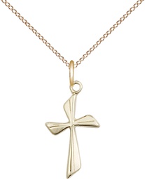 [0016YGF/18GF] 14kt Gold Filled Cross Pendant on a 18 inch Gold Filled Light Curb chain