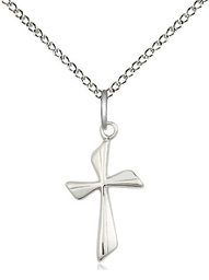 [0016YSS/18SS] Sterling Silver Cross Pendant on a 18 inch Sterling Silver Light Curb chain