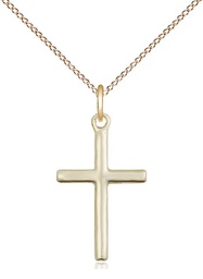 [0017YGF/18GF] 14kt Gold Filled Cross Pendant on a 18 inch Gold Filled Light Curb chain