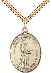 [7209GF/24G] 14kt Gold Filled Saint Petronille Pendant on a 24 inch Gold Plate Heavy Curb chain