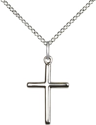 [0017YSS/18SS] Sterling Silver Cross Pendant on a 18 inch Sterling Silver Light Curb chain