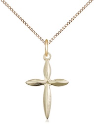 [0018YGF/18GF] 14kt Gold Filled Cross Pendant on a 18 inch Gold Filled Light Curb chain