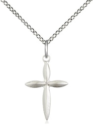 [0018YSS/18SS] Sterling Silver Cross Pendant on a 18 inch Sterling Silver Light Curb chain