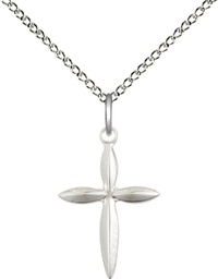 [0018YSS/18SS] Sterling Silver Cross Pendant on a 18 inch Sterling Silver Light Curb chain
