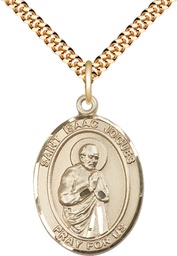 [7212GF/24G] 14kt Gold Filled Saint Isaac Jogues Pendant on a 24 inch Gold Plate Heavy Curb chain