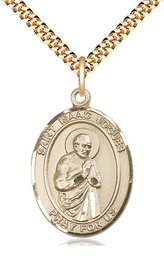 [7212GF/24G] 14kt Gold Filled Saint Isaac Jogues Pendant on a 24 inch Gold Plate Heavy Curb chain