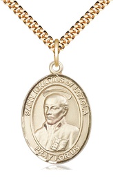 [7217GF/24G] 14kt Gold Filled Saint Ignatius of Loyola Pendant on a 24 inch Gold Plate Heavy Curb chain
