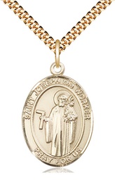 [7220GF/24G] 14kt Gold Filled Saint Joseph the Worker Pendant on a 24 inch Gold Plate Heavy Curb chain