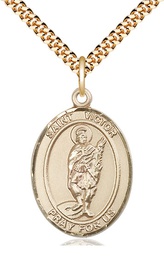 [7223GF/24G] 14kt Gold Filled Saint Victor of Marseilles Pendant on a 24 inch Gold Plate Heavy Curb chain