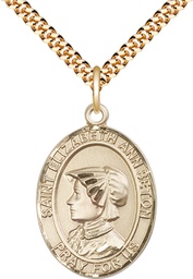 [7224GF/24G] 14kt Gold Filled Saint Elizabeth Ann Seton Pendant on a 24 inch Gold Plate Heavy Curb chain