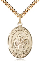 [7225GF/24G] 14kt Gold Filled Saint Aloysius Gonzaga Pendant on a 24 inch Gold Plate Heavy Curb chain