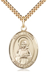 [7226GF/24G] 14kt Gold Filled Saint Lillian Pendant on a 24 inch Gold Plate Heavy Curb chain