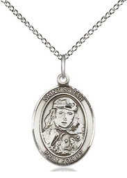[8097SS/18SS] Sterling Silver Saint Sarah Pendant on a 18 inch Sterling Silver Light Curb chain