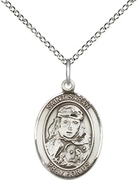[8097SS/18SS] Sterling Silver Saint Sarah Pendant on a 18 inch Sterling Silver Light Curb chain