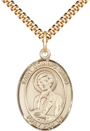 [7227GF/24G] 14kt Gold Filled Saint Dominic Savio Pendant on a 24 inch Gold Plate Heavy Curb chain