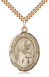 [7231GF/24G] 14kt Gold Filled Saint John of the Cross Pendant on a 24 inch Gold Plate Heavy Curb chain