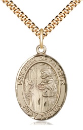 [7232GF/24G] 14kt Gold Filled San Juan de la Cruz Pendant on a 24 inch Gold Plate Heavy Curb chain