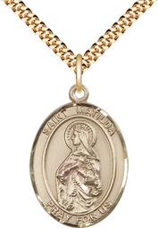 [7239GF/24G] 14kt Gold Filled Saint Matilda Pendant on a 24 inch Gold Plate Heavy Curb chain