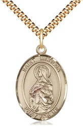 [7239GF/24G] 14kt Gold Filled Saint Matilda Pendant on a 24 inch Gold Plate Heavy Curb chain