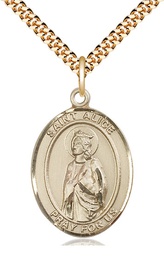 [7248GF/24G] 14kt Gold Filled Saint Alice Pendant on a 24 inch Gold Plate Heavy Curb chain