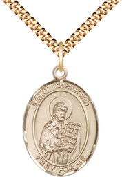[7257GF/24G] 14kt Gold Filled Saint Christian Demosthenes Pendant on a 24 inch Gold Plate Heavy Curb chain