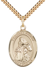 [7258GF/24G] 14kt Gold Filled Saint Isaiah Pendant on a 24 inch Gold Plate Heavy Curb chain