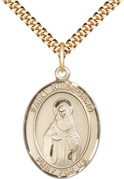 [7260GF/24G] 14kt Gold Filled Saint Hildegard von Bingen Pendant on a 24 inch Gold Plate Heavy Curb chain