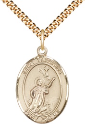 [7261GF/24G] 14kt Gold Filled Saint Tarcisius Pendant on a 24 inch Gold Plate Heavy Curb chain