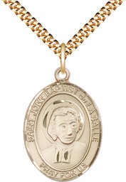 [7262GF/24G] 14kt Gold Filled Saint John Baptist de la Salle Pendant on a 24 inch Gold Plate Heavy Curb chain