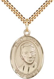 [7266GF/24G] 14kt Gold Filled Saint Eugene de Mazenod Pendant on a 24 inch Gold Plate Heavy Curb chain