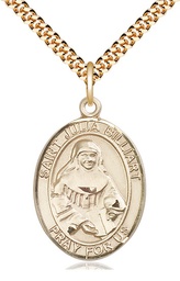 [7267GF/24G] 14kt Gold Filled Saint Julia Billiart Pendant on a 24 inch Gold Plate Heavy Curb chain