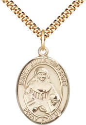 [7267GF/24G] 14kt Gold Filled Saint Julia Billiart Pendant on a 24 inch Gold Plate Heavy Curb chain