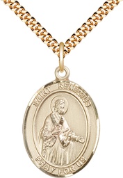 [7274GF/24G] 14kt Gold Filled Saint Remigius of Reims Pendant on a 24 inch Gold Plate Heavy Curb chain