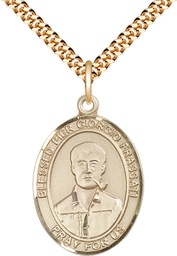 [7278GF/24G] 14kt Gold Filled Blessed Pier Giorgio Frassati Pendant on a 24 inch Gold Plate Heavy Curb chain