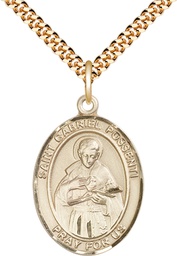 [7279GF/24G] 14kt Gold Filled Saint Gabriel Possenti Pendant on a 24 inch Gold Plate Heavy Curb chain
