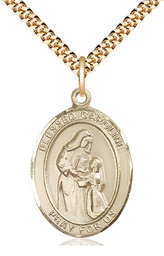 [7281GF/24G] 14kt Gold Filled Blessed Caroline Gerhardinger Pendant on a 24 inch Gold Plate Heavy Curb chain