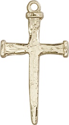 [0085KT] 14kt Gold Nail Cross Medal