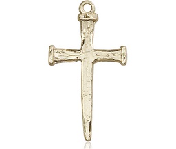 [0085KT] 14kt Gold Nail Cross Medal