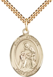 [7284GF/24G] 14kt Gold Filled Saint Angela Merici Pendant on a 24 inch Gold Plate Heavy Curb chain