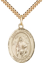 [7286GF/24G] 14kt Gold Filled Saint Deborah Pendant on a 24 inch Gold Plate Heavy Curb chain