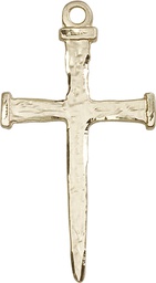 [0086KT] 14kt Gold Nail Cross Medal