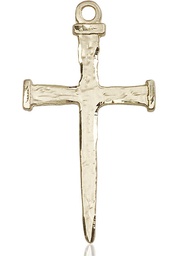 [0086KT] 14kt Gold Nail Cross Medal