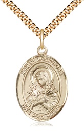 [7290GF/24G] 14kt Gold Filled Mater Dolorosa Pendant on a 24 inch Gold Plate Heavy Curb chain